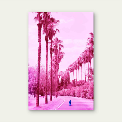 Pink Paradise Palm Promenade Metal Print Ready to Hang