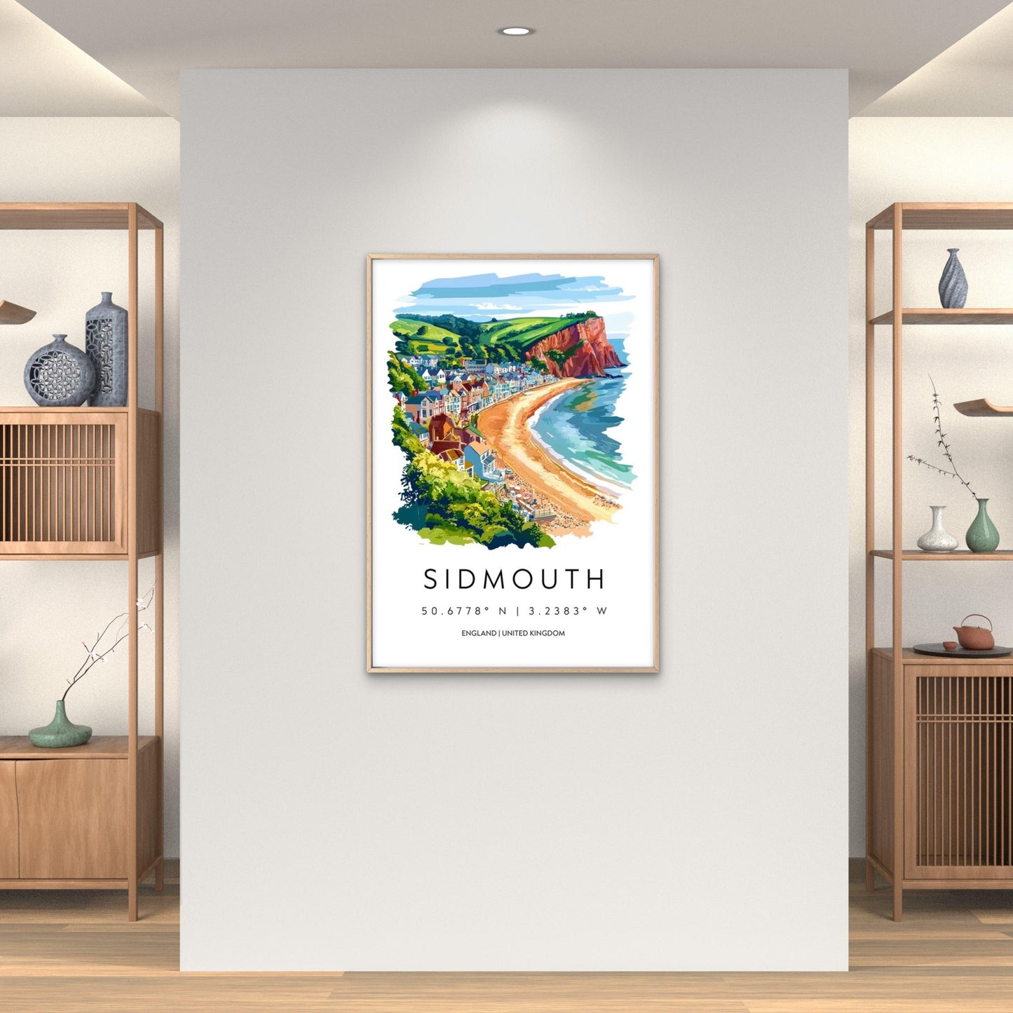 Sidmouth English Coastal Town View Travel Poster Print Wall Art