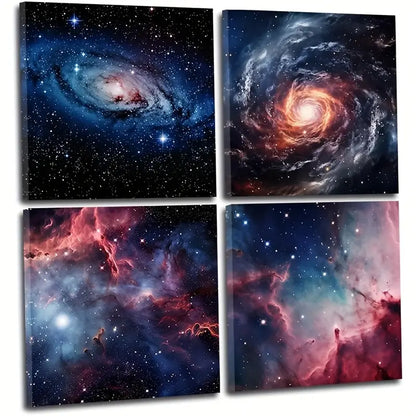 4pcs Galaxy  Nebula Space  Wall Art Canvas Framed