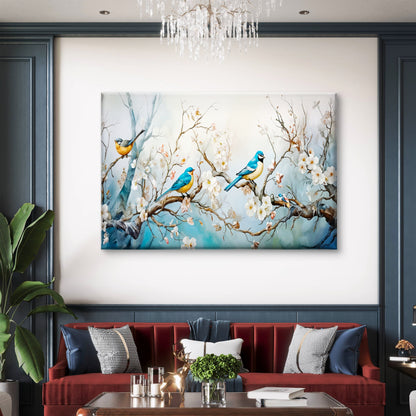 Vibrant Birds Perched on Branches Wall Art Decor 100% Australian Made