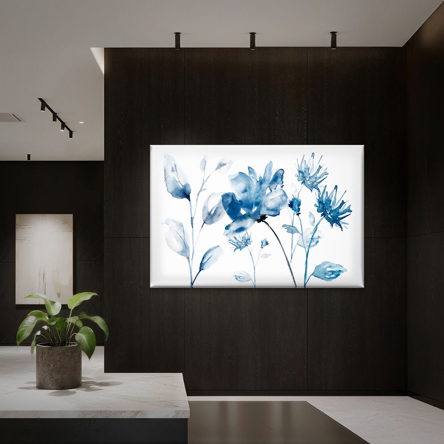 Blue Shaded Flowers Botanical Design Wall Art Decor 100% Australian Made