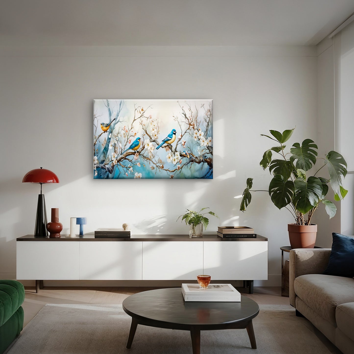 Vibrant Birds Perched on Branches Wall Art Decor 100% Australian Made