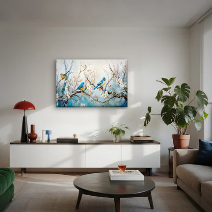 Vibrant Birds Perched on Branches Wall Art Decor 100% Australian Made