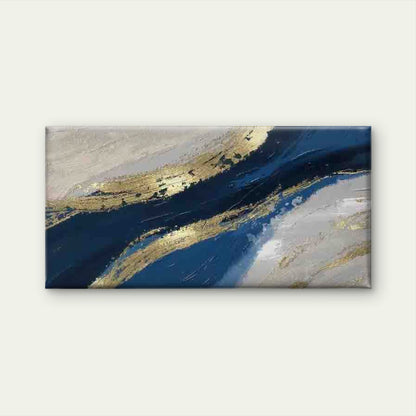 Abstract Blue & Golden Wall Art Canvas Office Home Room Framed 120x60cm