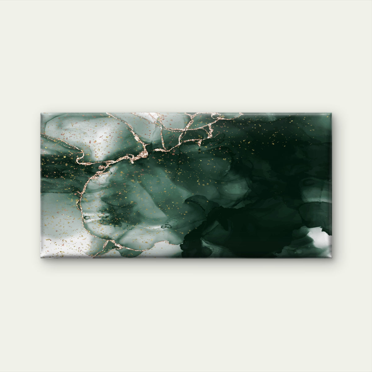 Deep Green Gilded Flow Wall Art Canvas Office Home Room Framed 120x60cm