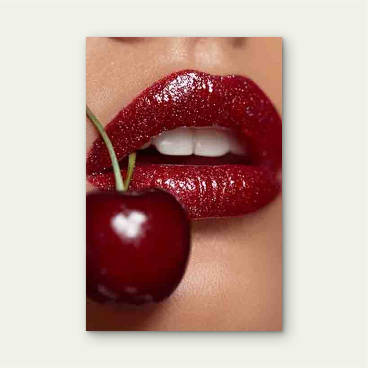 Featuring Sparkling Cherry Lips Metal Print Ready to Hang