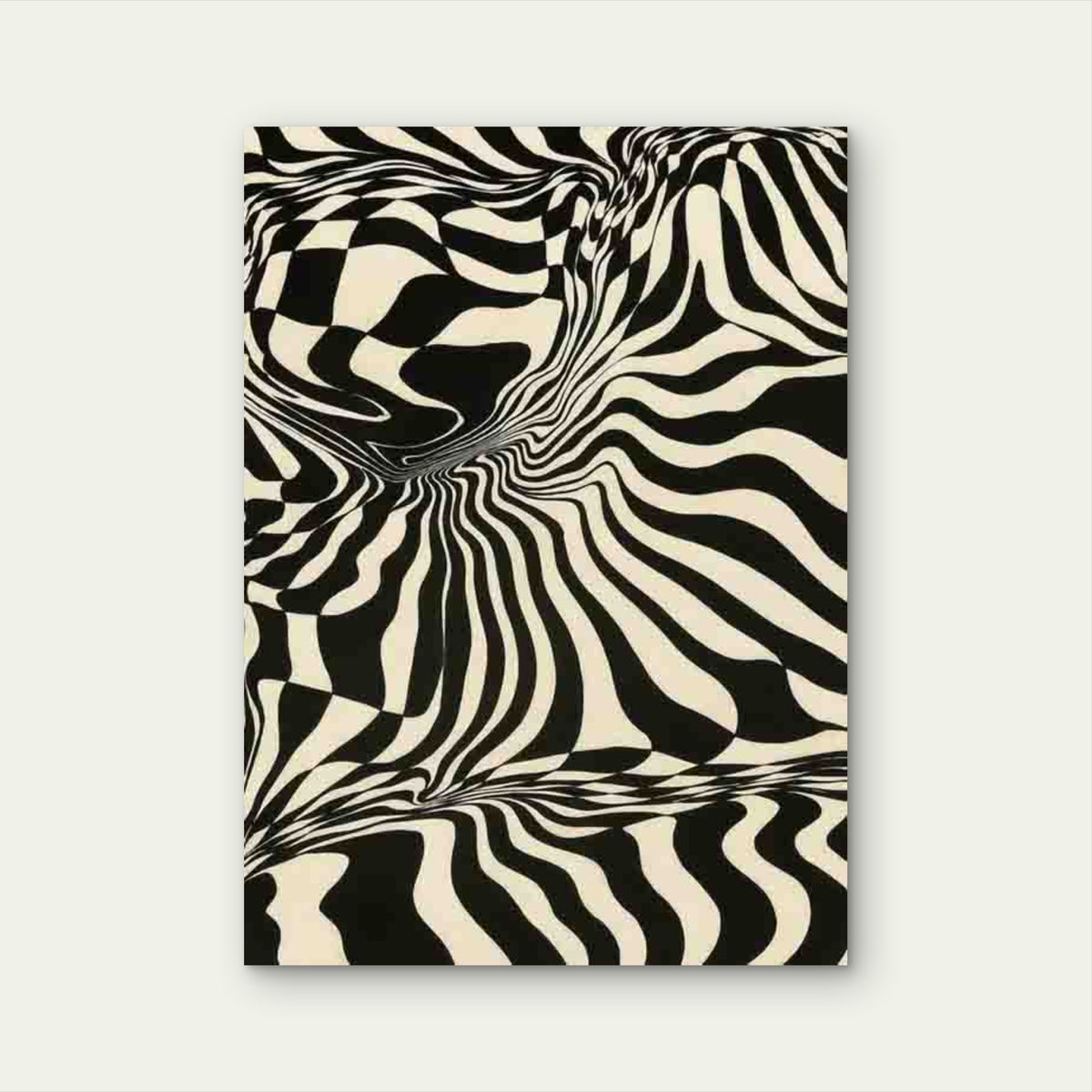 Abstract Black White Wave Metal Print Ready to Hang