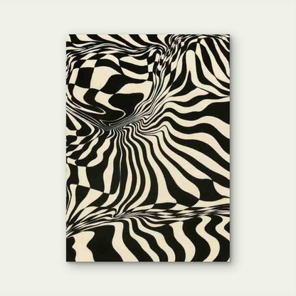 Abstract Black White Wave Metal Print Ready to Hang