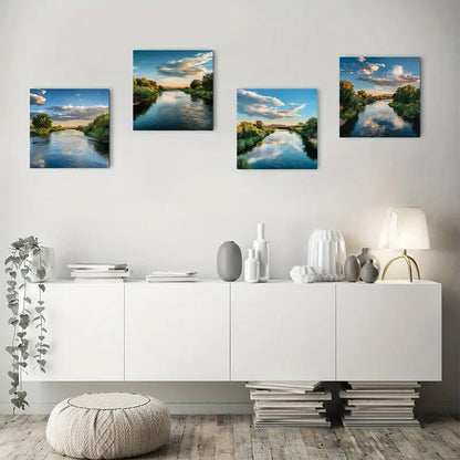 4pcs Sunset & Cloudy Skies SC Wall Art Canvas Framed