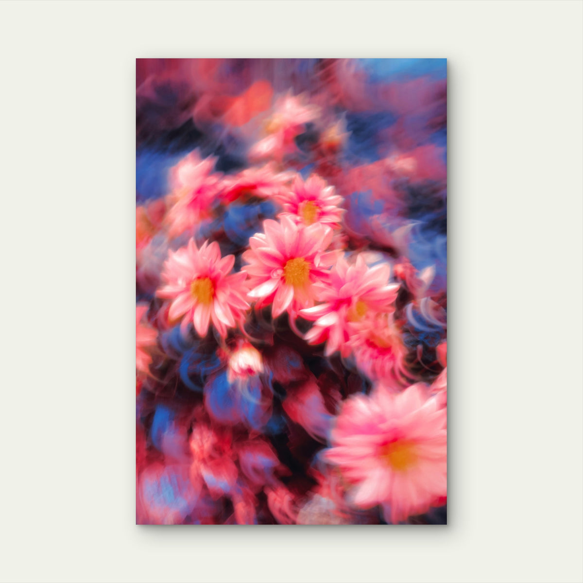 Blurry Pink Flowers with a Soft Focus Effect 40x60cm Metal Print Ready to Hang