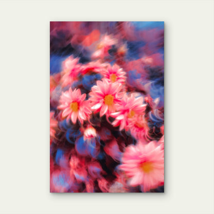 Blurry Pink Flowers with a Soft Focus Effect 40x60cm Metal Print Ready to Hang