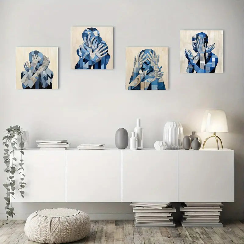 4pcs Hand Search Grasp Countless Hands Wall Art Canvas Framed