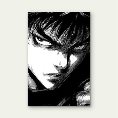 Black And White Anime Character Metal Print Ready to Hang