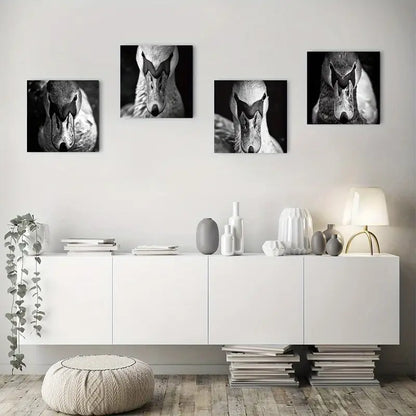 4pcs Swan Modern Black And White Wall Art Canvas Framed