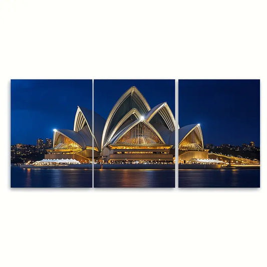 3pcs Sydney Opera House Travel Print Australia Wall Art Set Canvas Framed 60x90cm - High Quality Print 100% Australian Made Wall Canvas Ready to Hang