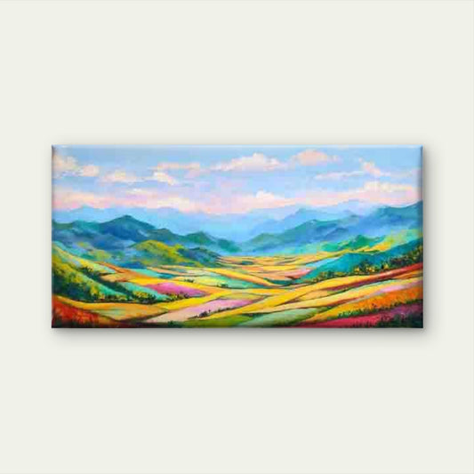 Vibrant Mountain Landscape Wall Art Canvas Office Home Room Framed 120x60cm