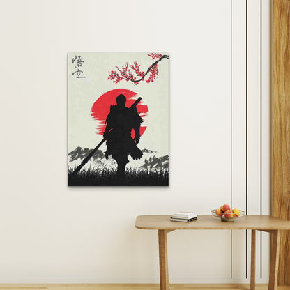 Japanese Samurai at Sunset 60x90cm Metal Print Ready to Hang