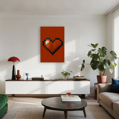 Red Pixel Art Heart 60x90cm Metal Print Ready to Hang