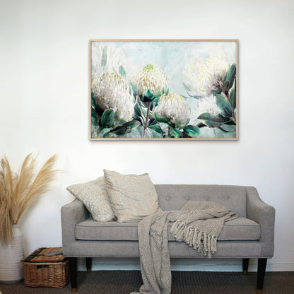 Neutral Color Protea Flowers Painting Wall Art Decor 100% Australian Made