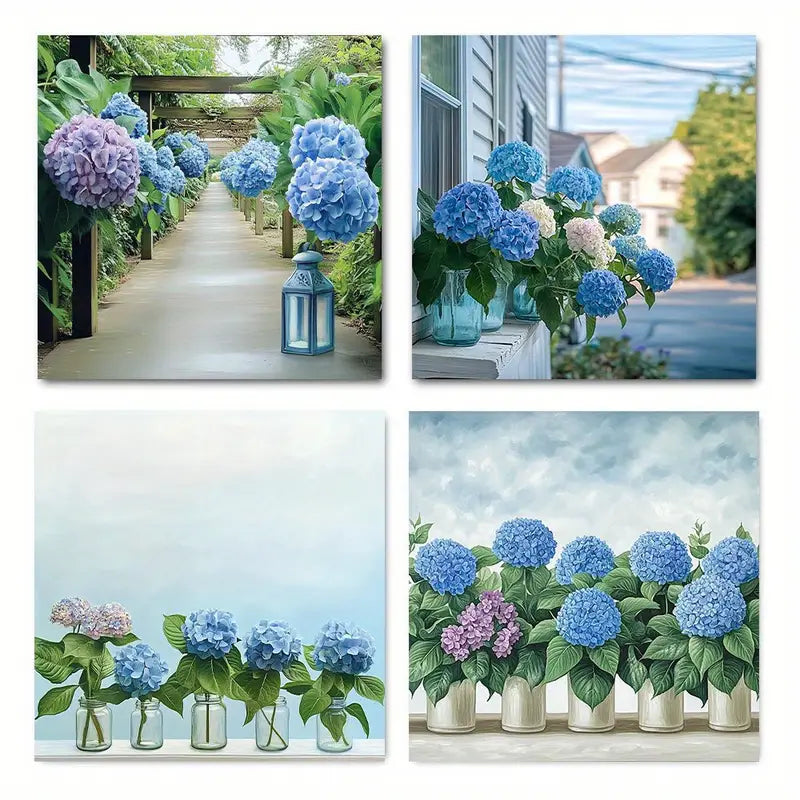 4pcs Flowers Rose Bird Botanical Deco Wall Art Canvas Framed