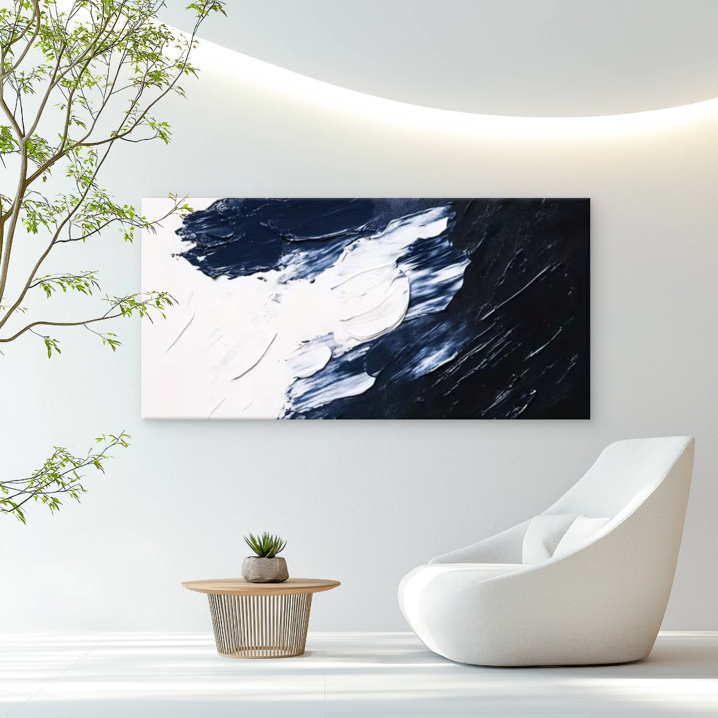 Black & White Canvas Painting Wall Art Canvas Office Home Room Framed 120x60cm