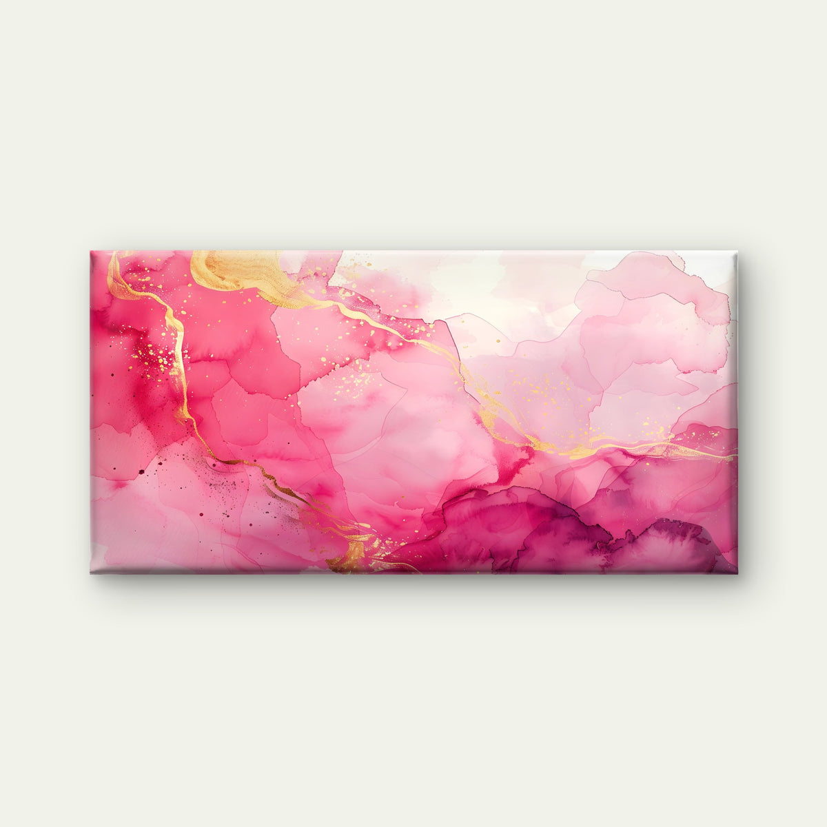 Pink Horizons Gilded Flow Wall Art Canvas Office Home Room Framed 120x60cm