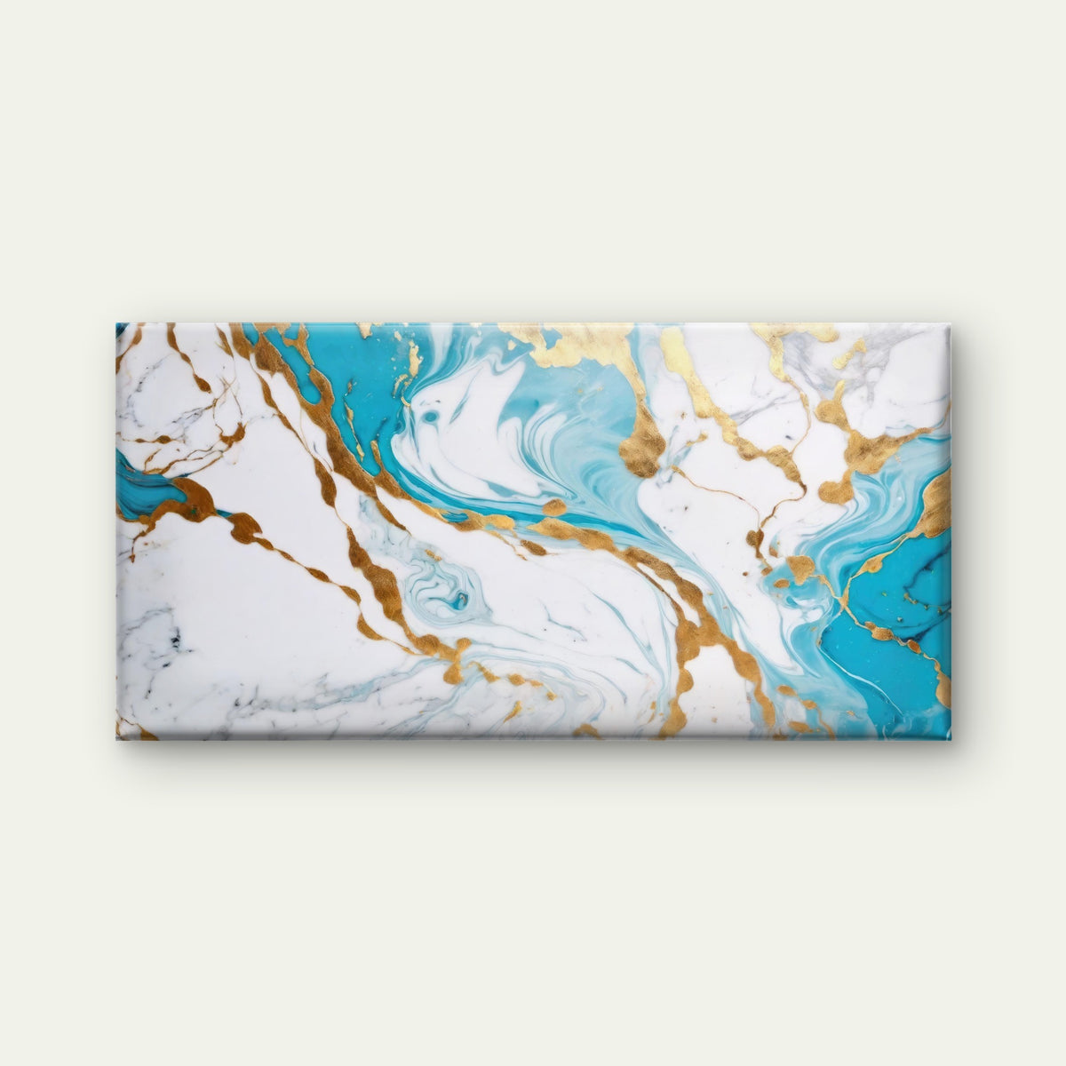 Azure Currents Golden Whispers Wall Art Canvas Office Home Room Framed 120x60cm