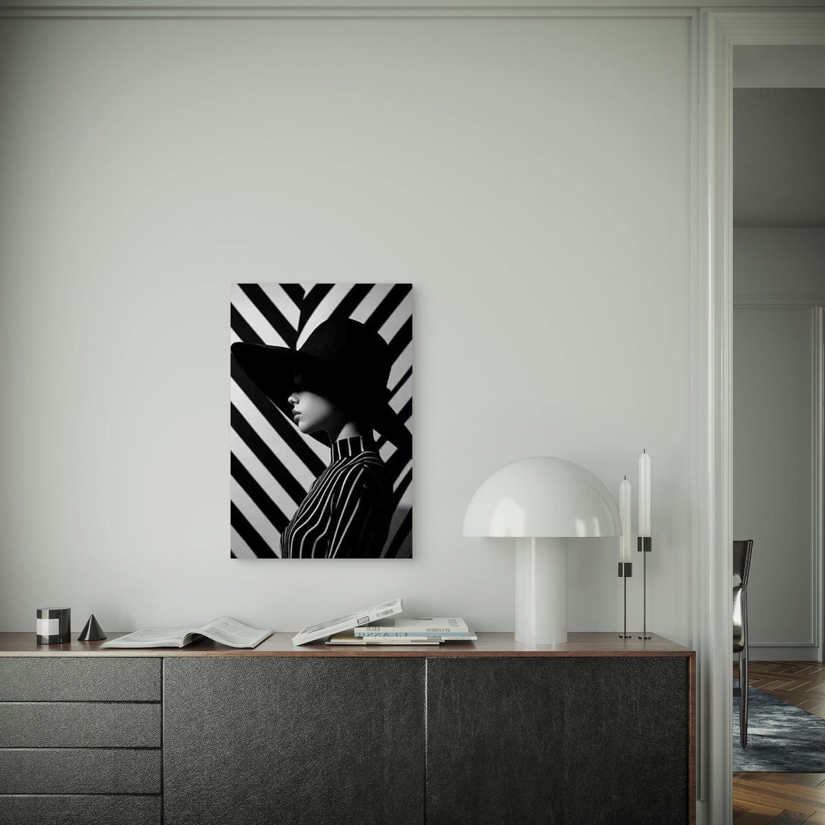 Striking Contrast in Stripes Metal Print Ready to Hang