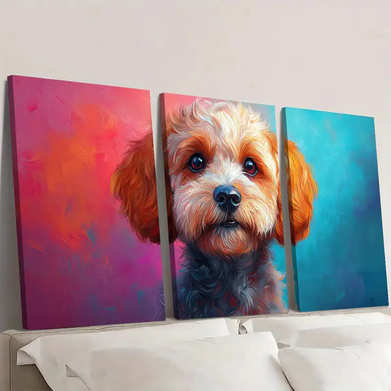 3pcs Abstract Modern Colorful Cockapoo Dog Wall Art Set Canvas Framed 40x60cm - High Quality Print 100% Australian Made Wall Canvas Ready to Hang