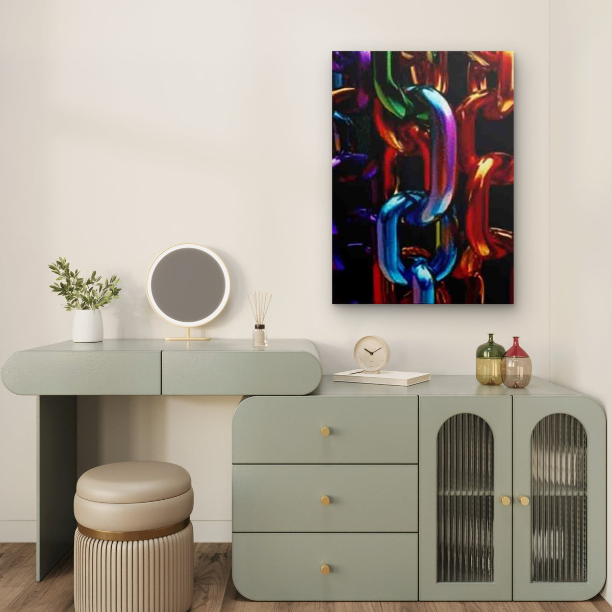 Colorful Metallic Chains Metal Print Ready to Hang