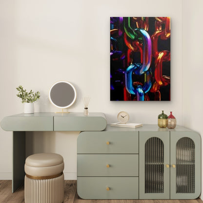 Colorful Metallic Chains Metal Print Ready to Hang