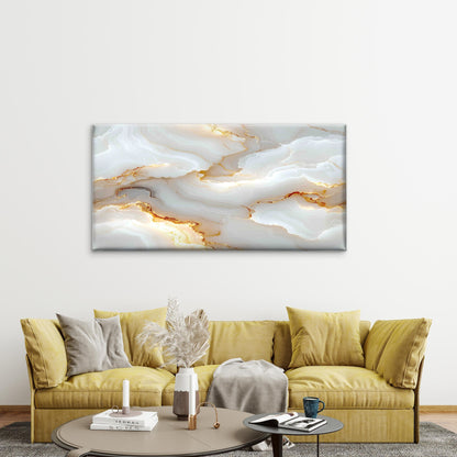 Elegant White Marble With Gold Wall Art Canvas Office Home Room Framed 120x60cm