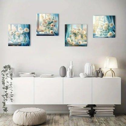 4pcs  Floral Picture Quality Texture Wall Art Canvas Framed