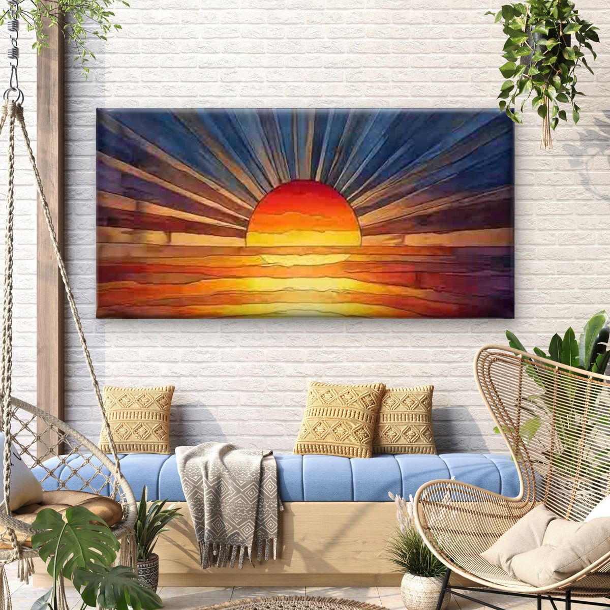 Modern Abstract Sunset Wall Art Canvas Office Home Room Framed 120x60cm