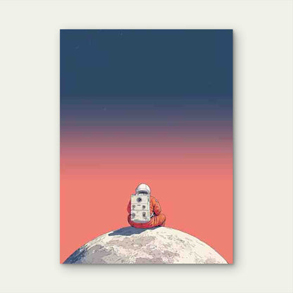 The Moon And an Astronaut 60x90cm Metal Print Ready to Hang