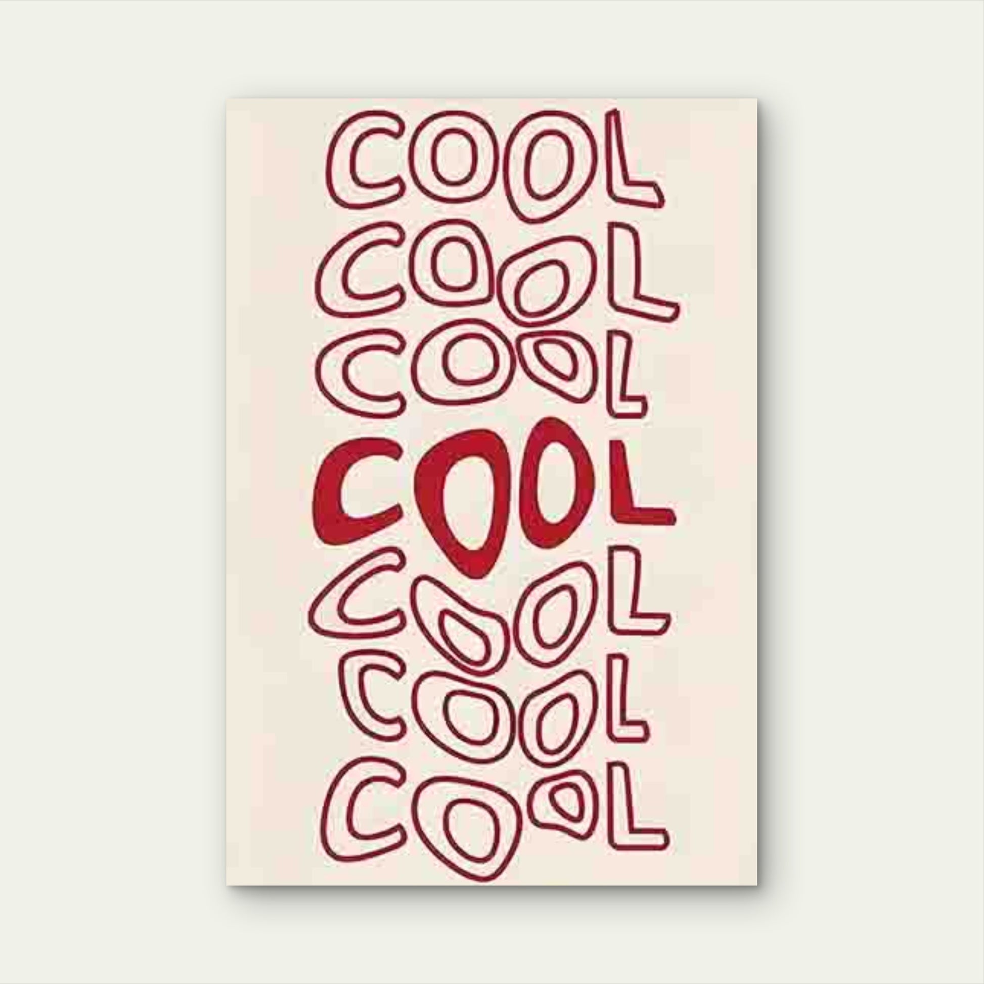 Red Handwritten Style COOL 60x90cm Metal Print Ready to Hang - Bella Home Decor