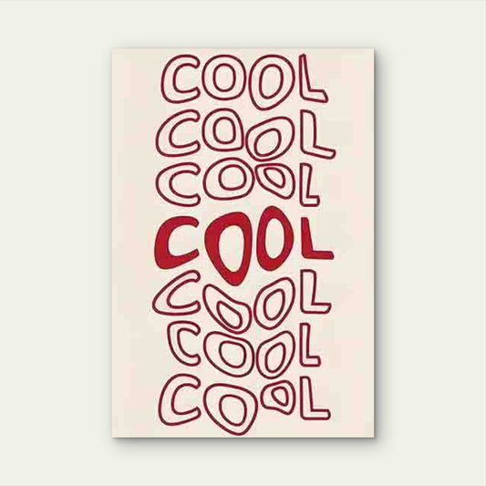 Red Handwritten Style COOL 60x90cm Metal Print Ready to Hang - Bella Home Decor