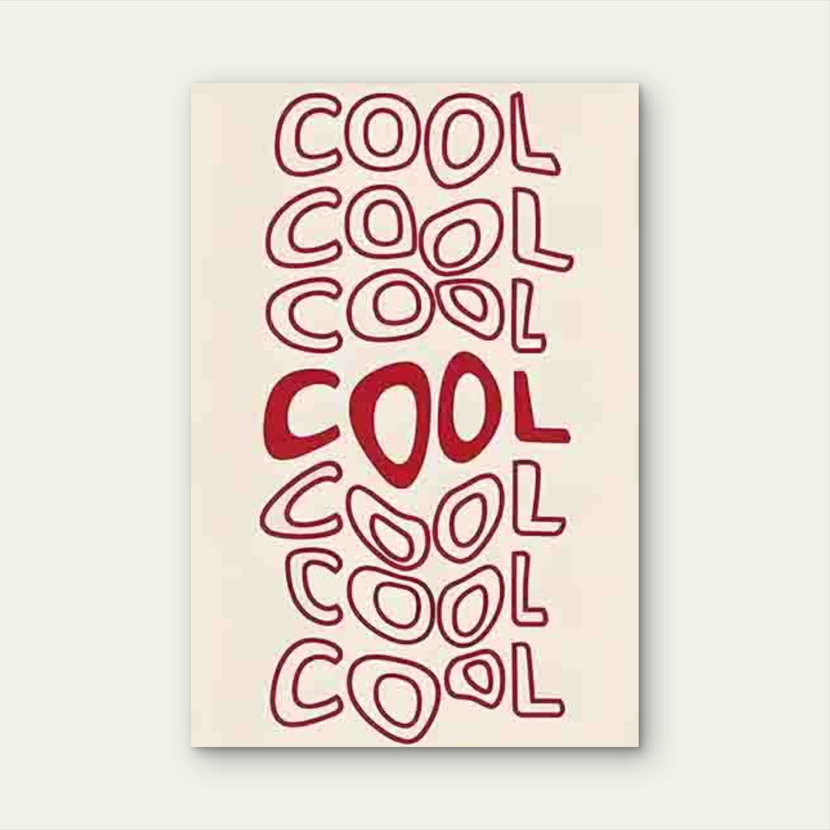 Red Handwritten Style COOL 40x60cm Metal Print Ready to Hang