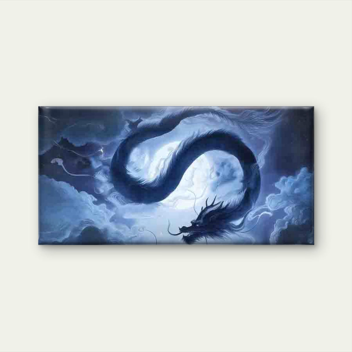 Mystical Blue Dragon Flying Wall Art Canvas Office Home Room Framed 120x60cm