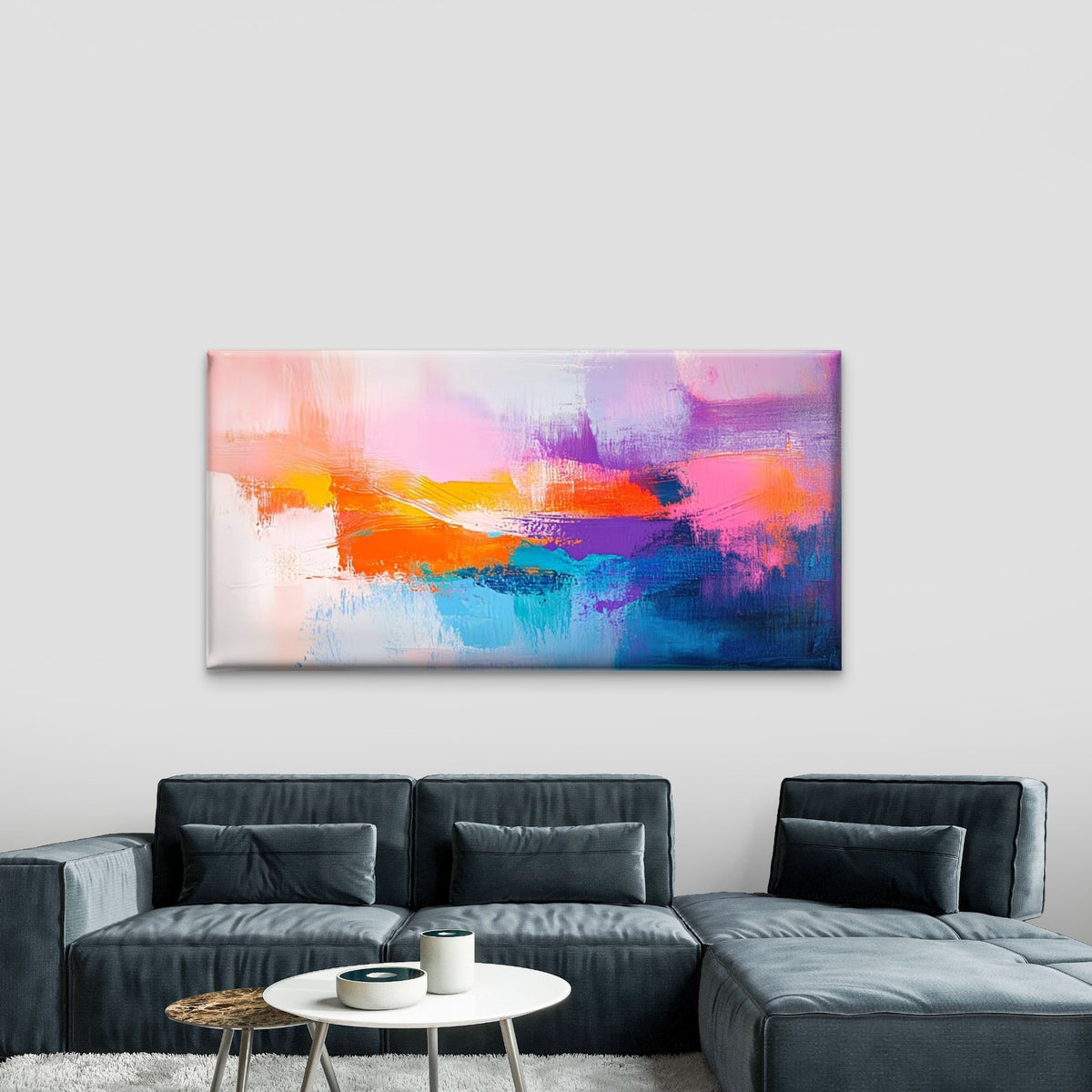 Abstract Texture Vivid Tones Wall Art Canvas Office Home Room Framed 120x60cm