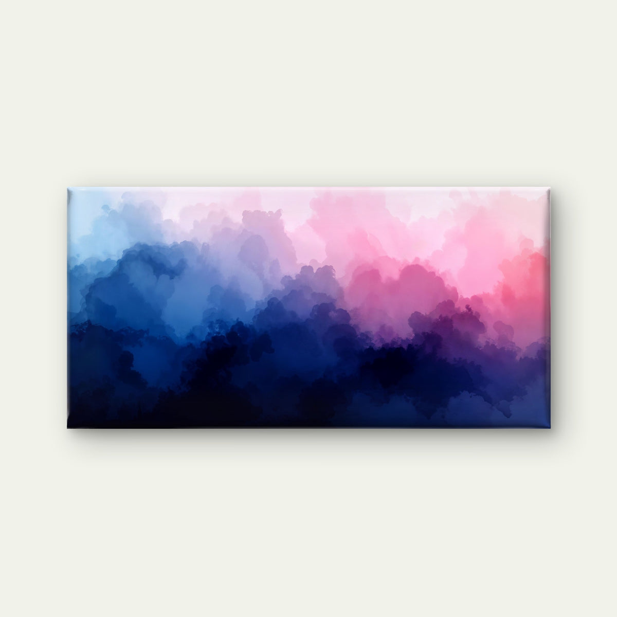 Pink Blue Watercolor Clouds Wall Art Canvas Office Home Room Framed 120x60cm