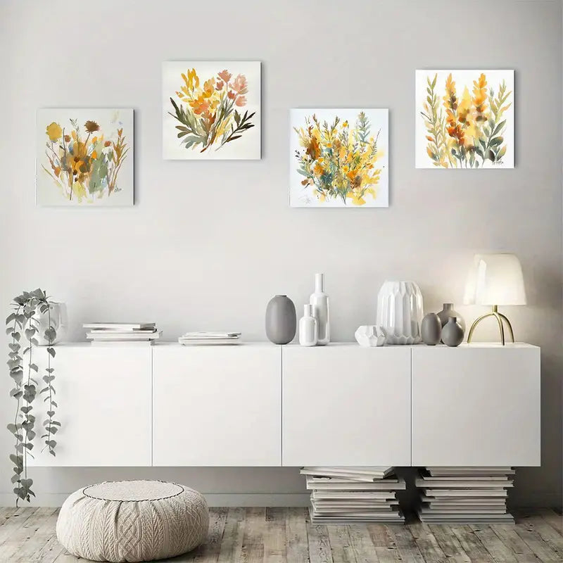 4pcs Autumn herbs and flowers Picture  AH Wall Art Canvas Framed
