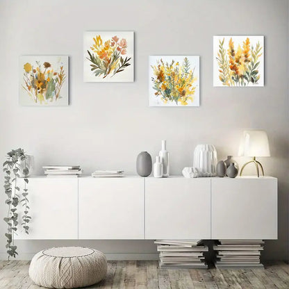 4pcs Autumn herbs and flowers Picture  AH Wall Art Canvas Framed
