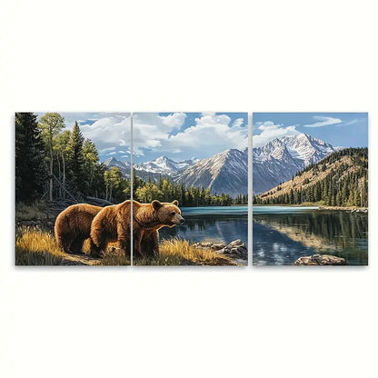 3pcs Bear Lake Utah Scenic Landscape Wall Art Set Canvas Framed 60x90cm - High Quality Print 100% Australian Made Wall Canvas Ready to Hang