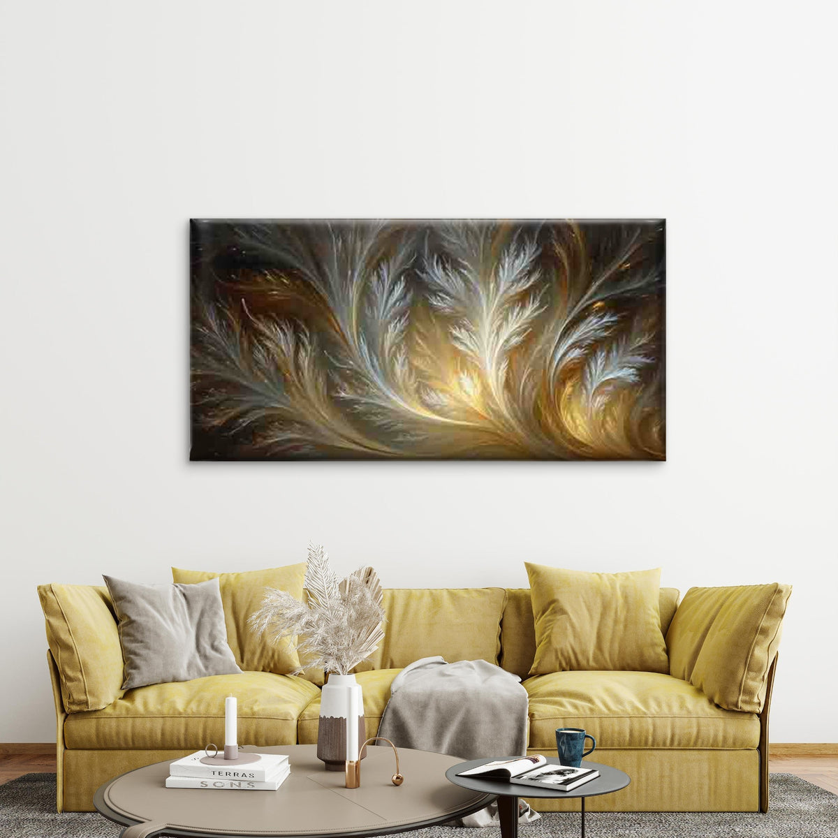 Modern Abstract Fractal Wall Art Canvas Office Home Room Framed 120x60cm