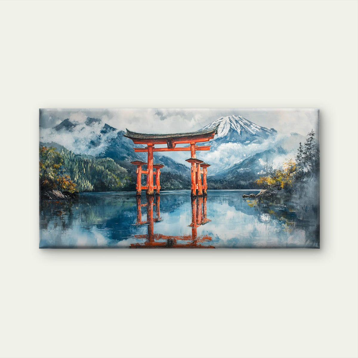 Torii Gate In Mist Mountain Wall Art Canvas Office Home Room Framed 120x60cm