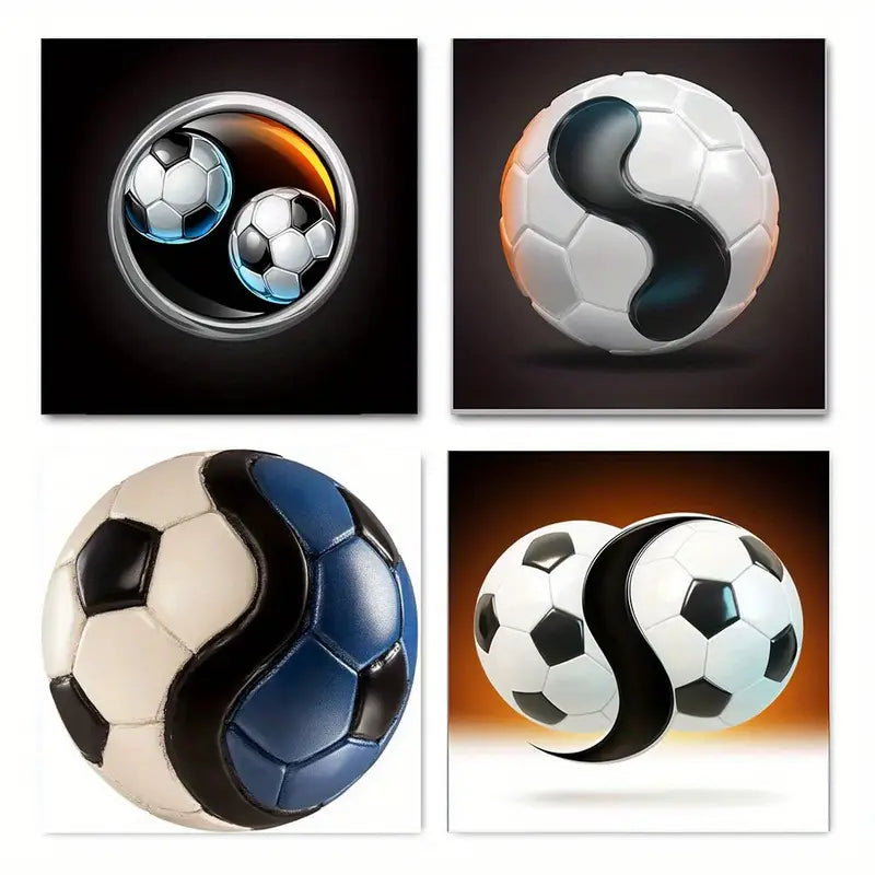 4pcs  Football Interior Designers Wall Art Canvas Framed