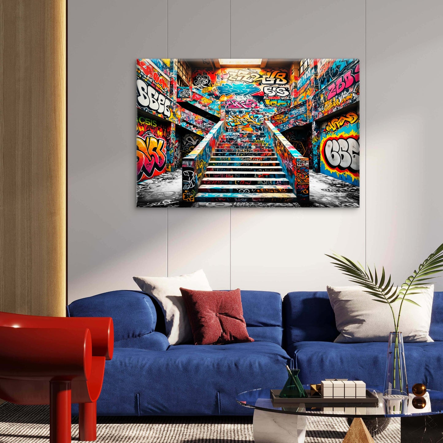 Modern Graffiti Painting Staircase Wall Art Decor 100% Australian Made
