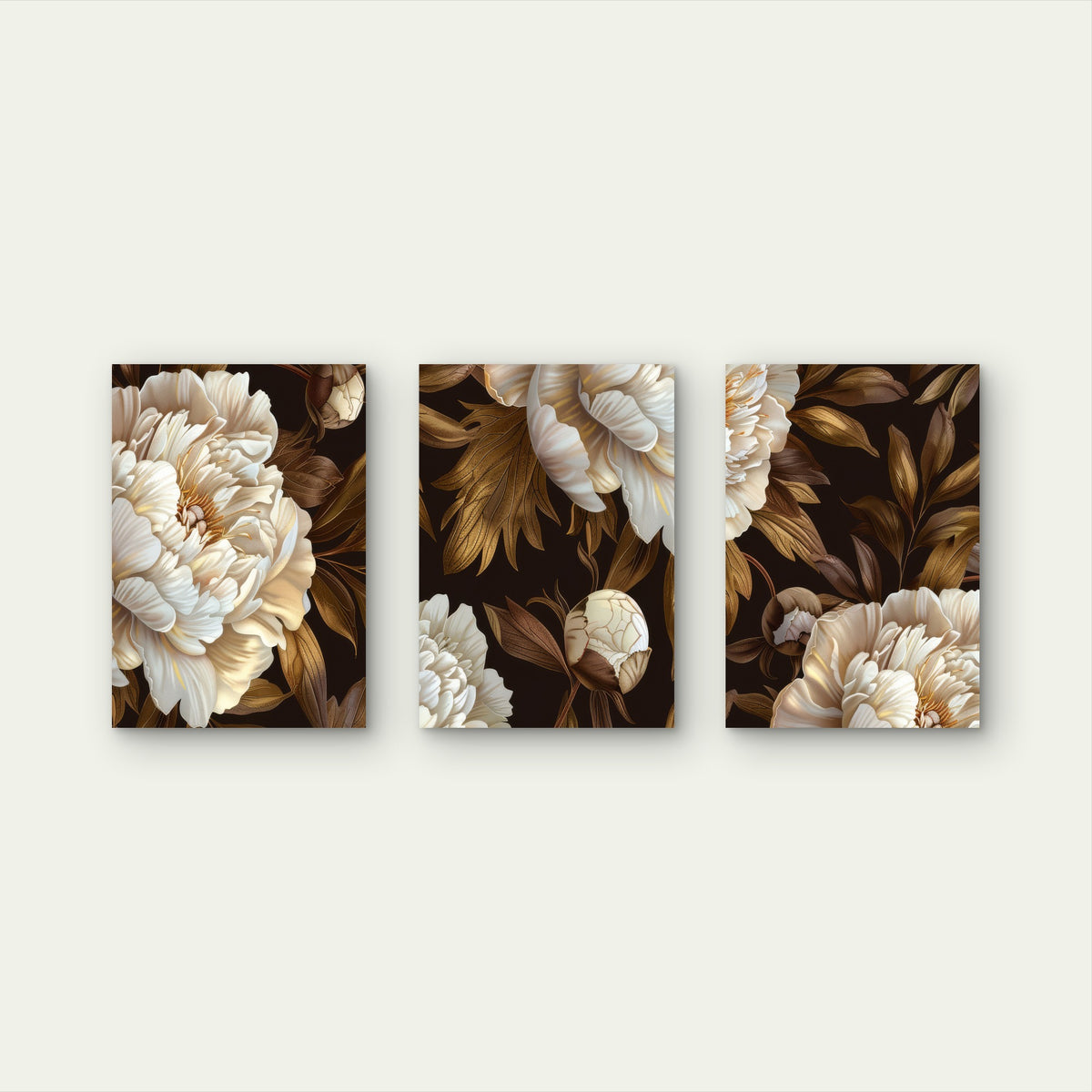 3pcs Abstract Beige Gold Blossom Leaf Style Wall Art Set Canvas Framed 40x60cm - High Quality Print 100% Australian Made Wall Canvas Ready to Hang