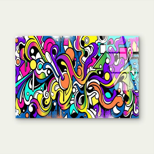 Abstract Graffiti Colorful Swirl Pop Art Acrylic Glass Printing Wall Art Australian Made Quality